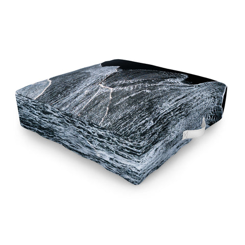 Michael Schauer Waves on a black sand beach Outdoor Floor Cushion