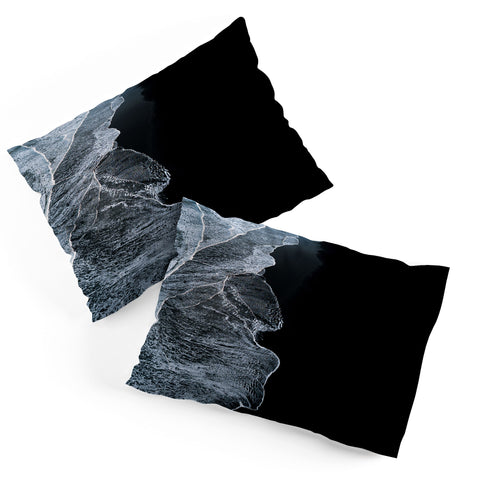 Michael Schauer Waves on a black sand beach Pillow Shams