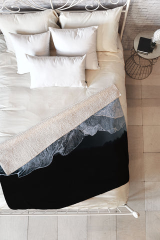 Michael Schauer Waves on a black sand beach Fleece Throw Blanket