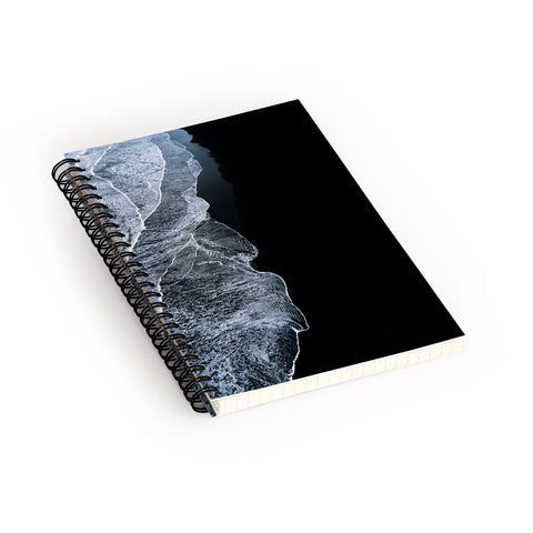 Michael Schauer Waves on a black sand beach Spiral Notebook