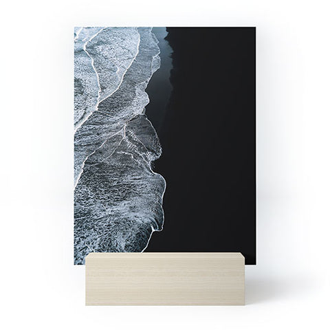 Michael Schauer Waves on a black sand beach Mini Art Print