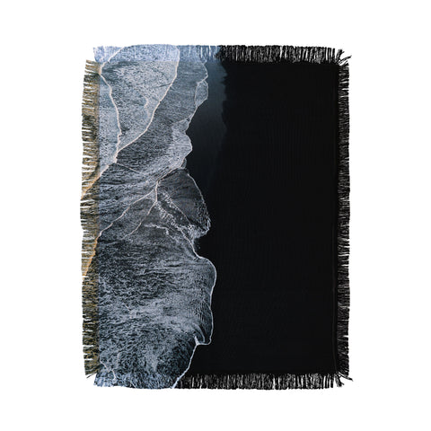 Michael Schauer Waves on a black sand beach Throw Blanket
