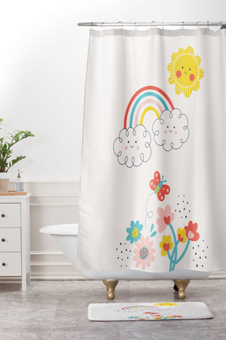 MICHELE PAYNE Butterfly Sunshine Shower Curtain And Mat