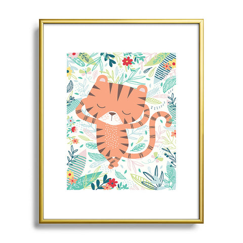 MICHELE PAYNE Sleeping Tiger Metal Framed Art Print