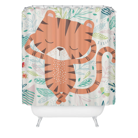 MICHELE PAYNE Sleeping Tiger Shower Curtain