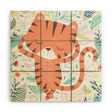 MICHELE PAYNE Sleeping Tiger Wood Wall Mural