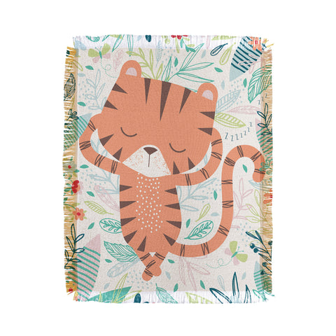 MICHELE PAYNE Sleeping Tiger Throw Blanket