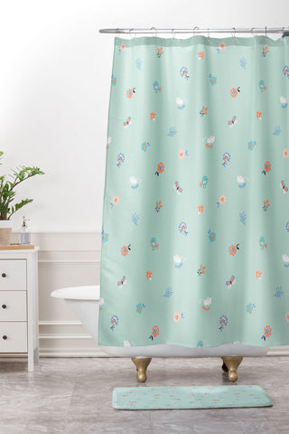 MICHELE PAYNE Spring Woods Shower Curtain And Mat