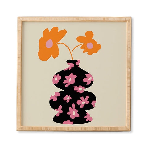 Miho Black floral Vase Framed Wall Art