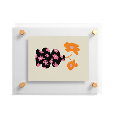 Miho Black floral Vase Floating Acrylic Print