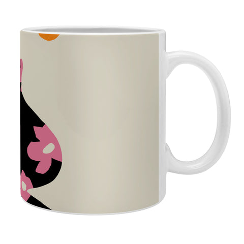 Miho Black floral Vase Coffee Mug