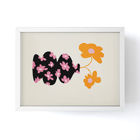 Miho Black floral Vase Framed Mini Art Print