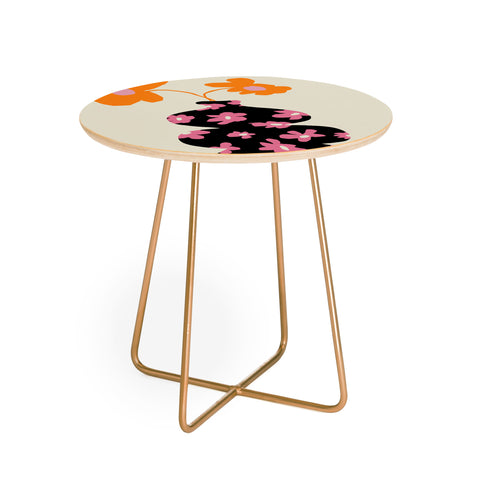 Miho Black floral Vase Round Side Table