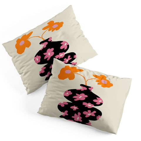 Miho Black floral Vase Pillow Shams