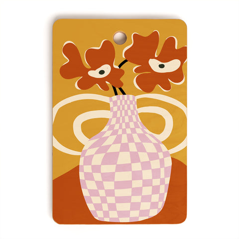Miho Checkered retro flower pot Cutting Board Rectangle