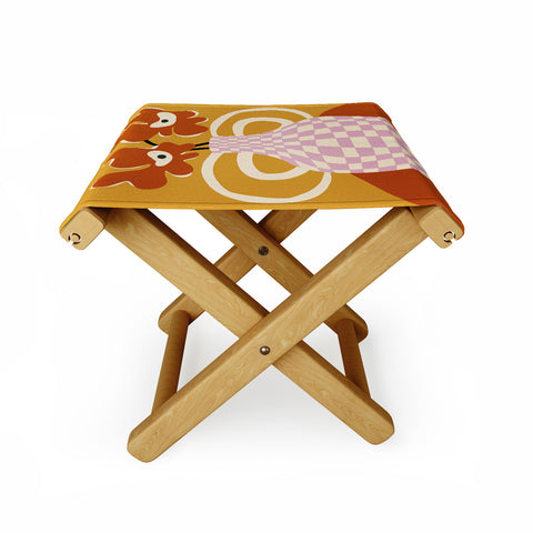 Miho Checkered retro flower pot Folding Stool