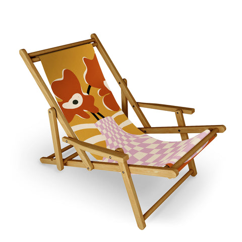 Miho Checkered retro flower pot Sling Chair