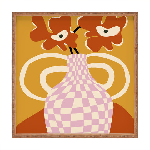 Miho Checkered retro flower pot Square Tray