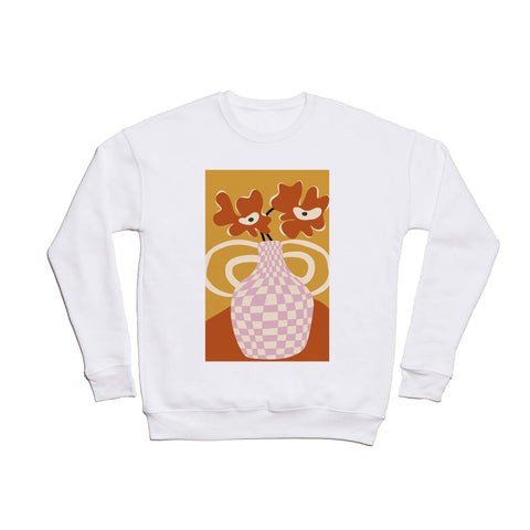 Miho Checkered retro flower pot Crewneck Sweatshirt
