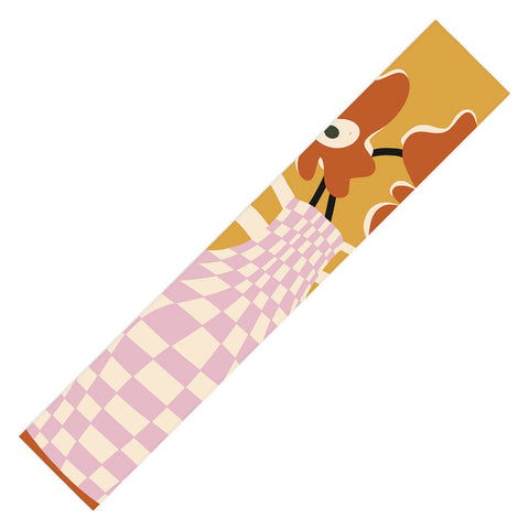 Miho Checkered retro flower pot Table Runner