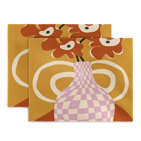 Miho Checkered retro flower pot Placemat