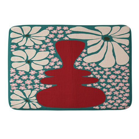 Miho Happy Retro flower vase 1 Memory Foam Bath Mat