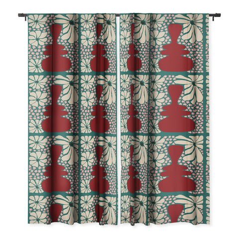 Miho Happy Retro flower vase 1 Blackout Window Curtain