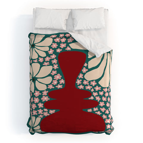 Miho Happy Retro flower vase 1 Duvet Cover