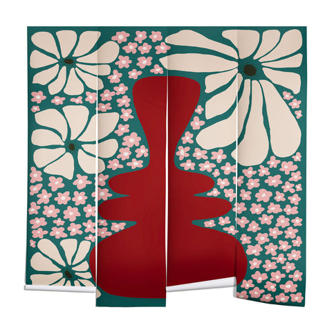 Miho Happy Retro flower vase 1 Wall Mural