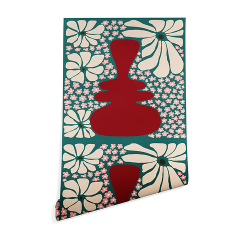 Miho Happy Retro flower vase 1 Wallpaper