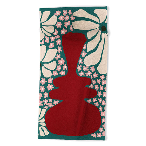 Miho Happy Retro flower vase 1 Beach Towel