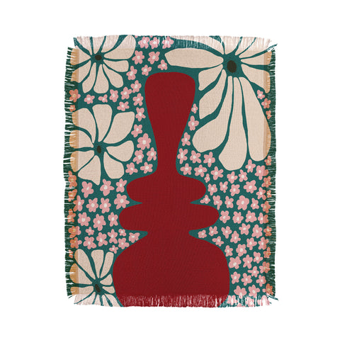 Miho Happy Retro flower vase 1 Throw Blanket