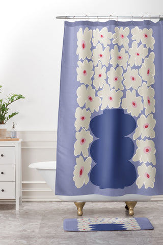 Miho Little Daisy Vase Shower Curtain And Mat