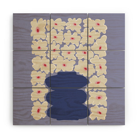 Miho Little Daisy Vase Wood Wall Mural