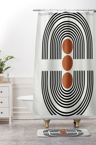 Miho midcentury arch Shower Curtain And Mat