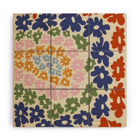 Miho Mini Reto Daisy Wood Wall Mural