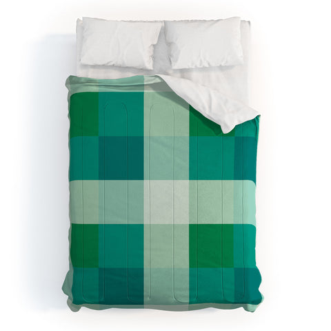 Miho retro color illusion blue green Comforter