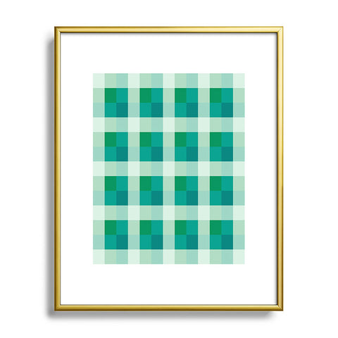 Miho retro color illusion blue green Metal Framed Art Print