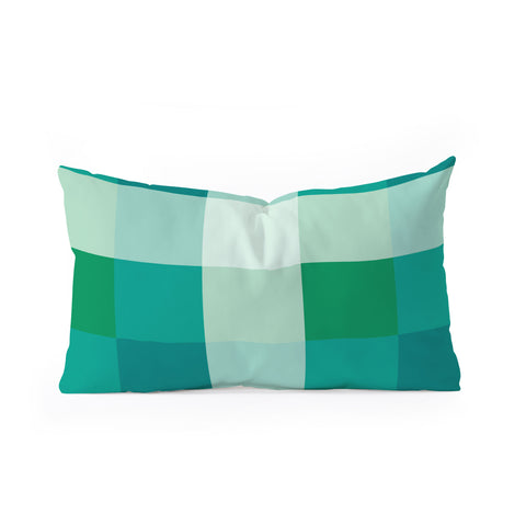 Miho retro color illusion blue green Oblong Throw Pillow