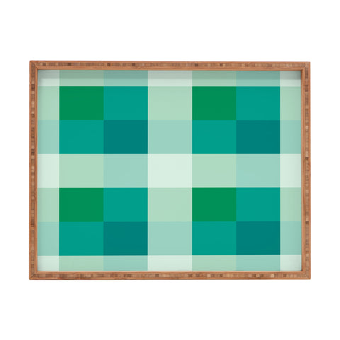 Miho retro color illusion blue green Rectangular Tray