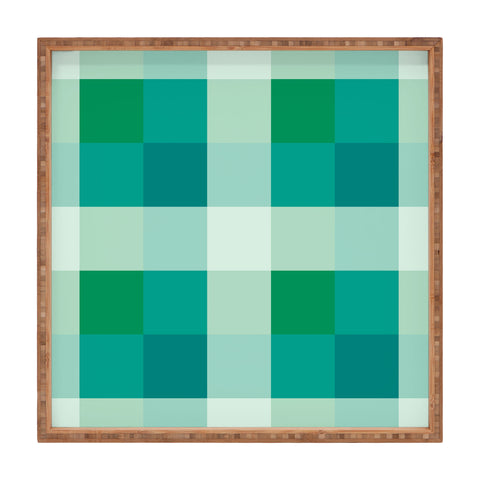Miho retro color illusion blue green Square Tray