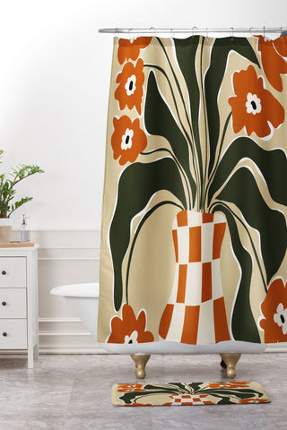 Miho Terracotta Spring Shower Curtain And Mat