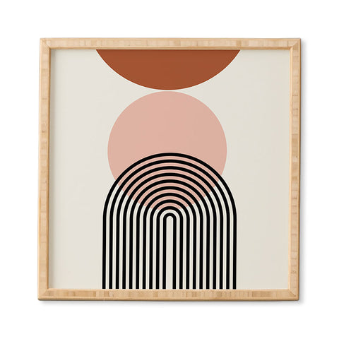 Miho terracotta sun and moon abstract Framed Wall Art