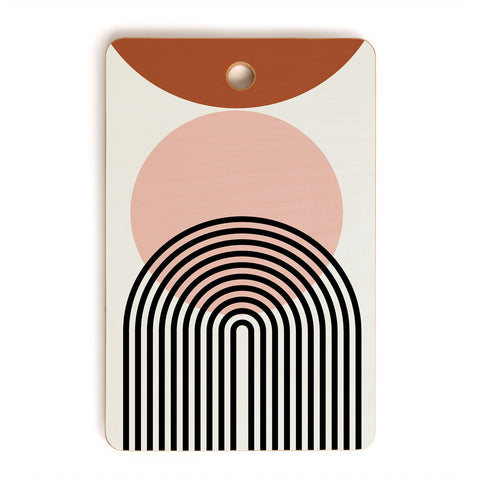 Miho terracotta sun and moon abstract Cutting Board Rectangle