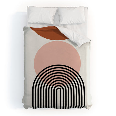 Miho terracotta sun and moon abstract Duvet Cover