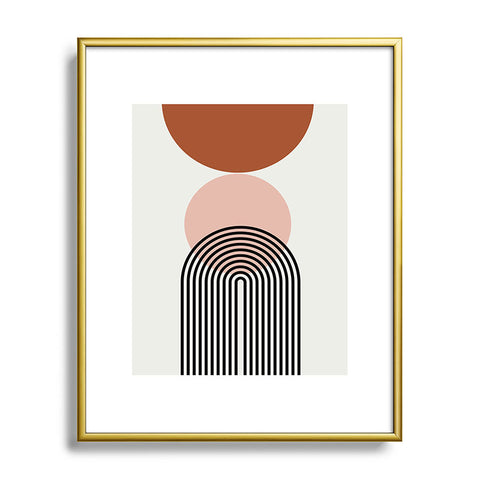 Miho terracotta sun and moon abstract Metal Framed Art Print