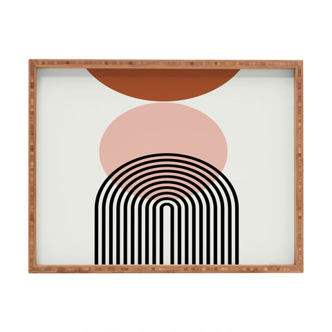 Miho terracotta sun and moon abstract Rectangular Tray