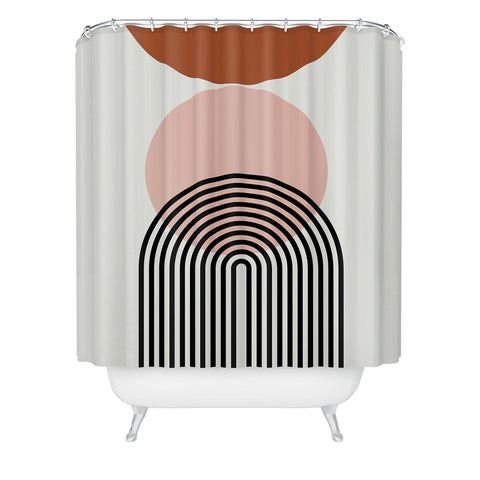Miho terracotta sun and moon abstract Shower Curtain