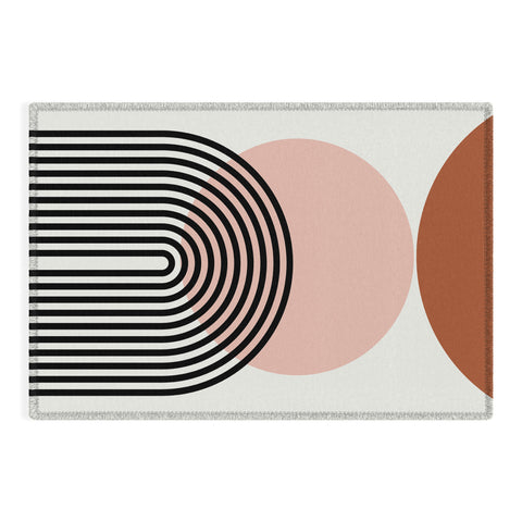 Miho terracotta sun and moon abstract Outdoor Rug