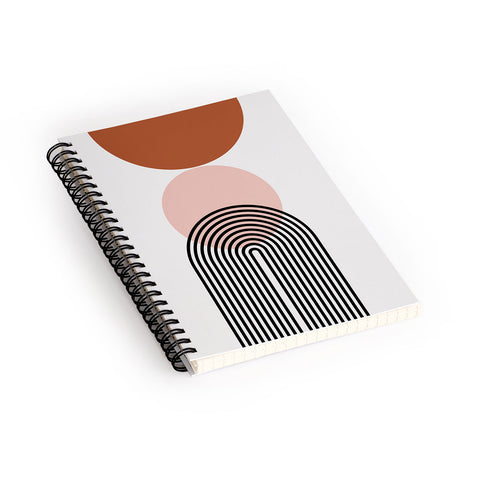 Miho terracotta sun and moon abstract Spiral Notebook